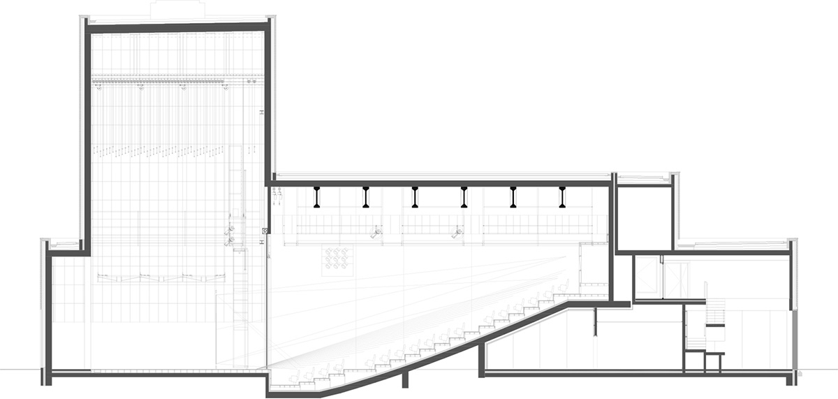 TRANS architectuur I stedenbouw and V+ complete theatre with glazed and matt white stones in Belgium