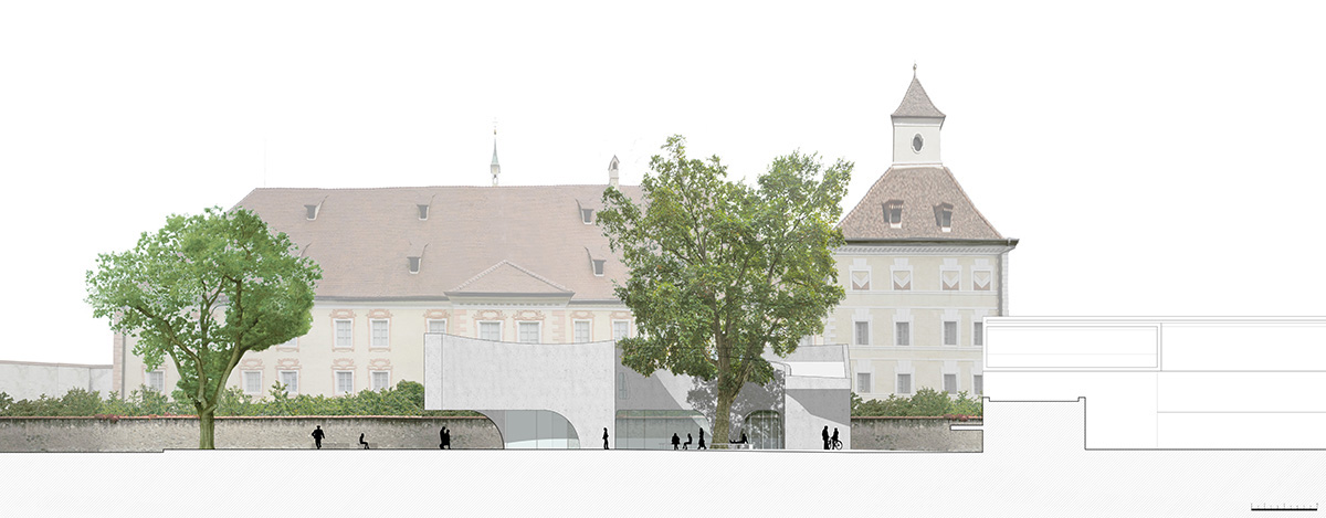 MoDusArchitects wraps public space with sinuous curves for an office building in Bolzano, Italy