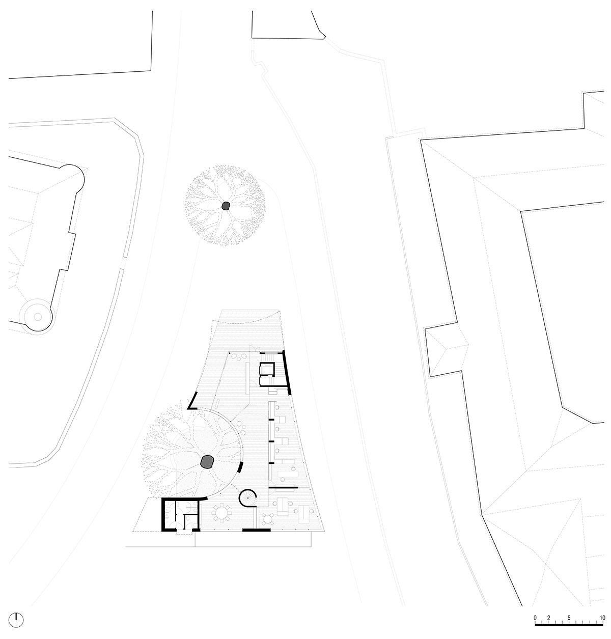 MoDusArchitects wraps public space with sinuous curves for an office building in Bolzano, Italy