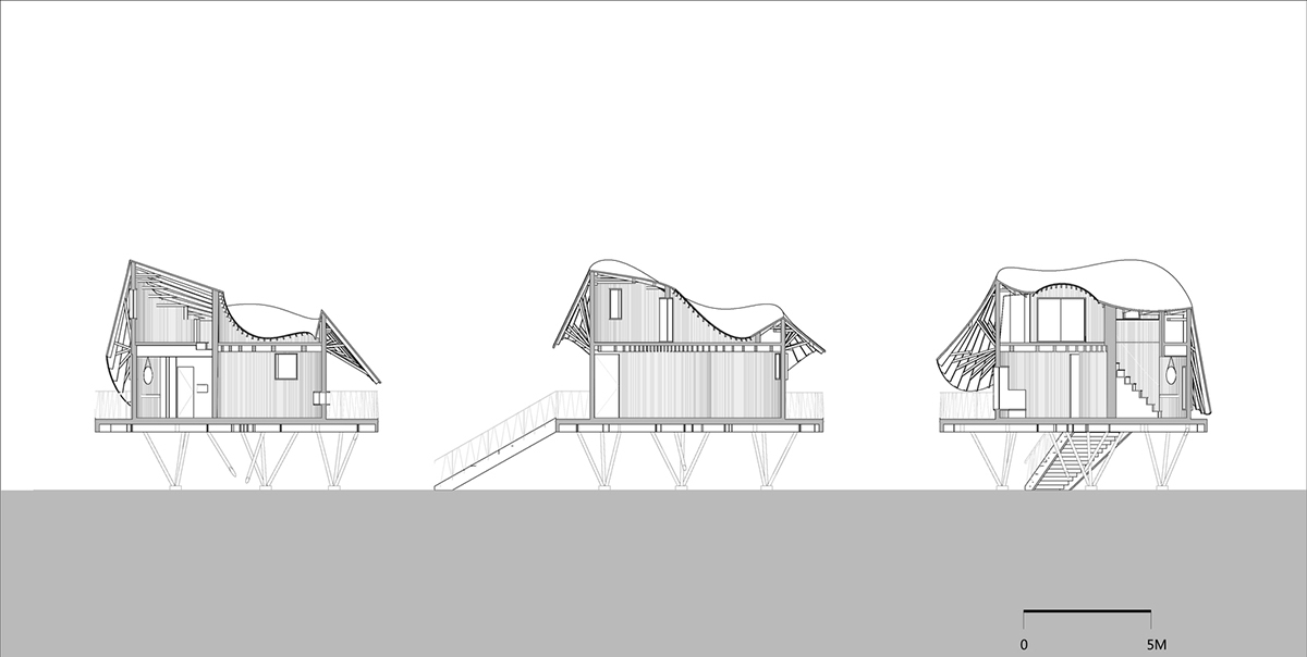 MONOARCHI built villa hotel with curvaceous roof in a lush green of Zhejiang