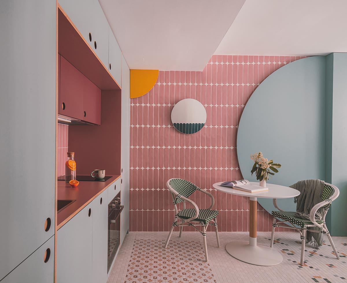 OOIIO transforms an apartment interior into a designer home with flawless ceramic surfaces in Madrid