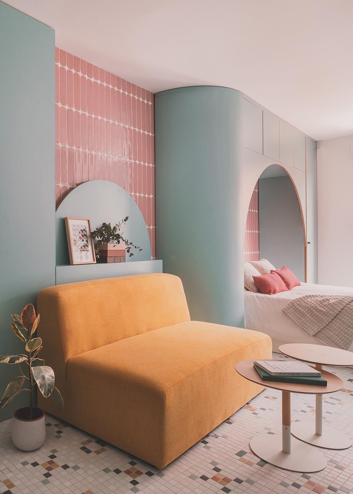 OOIIO transforms an apartment interior into a designer home with flawless ceramic surfaces in Madrid
