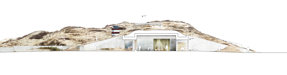 LOOP Architects embeds visitor center into existing dune landscape creating natural hill in Denmark 