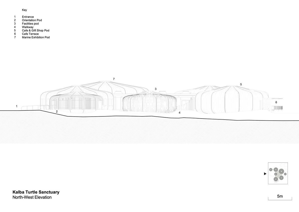 Hopkins Architects created seven interconnected pods for Turtle Sanctuary in Sharjah
