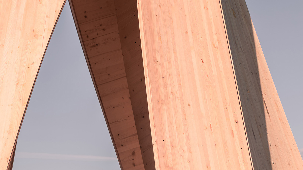 The curved Urbach Tower was built from self-shaping wood on the Rems Valley