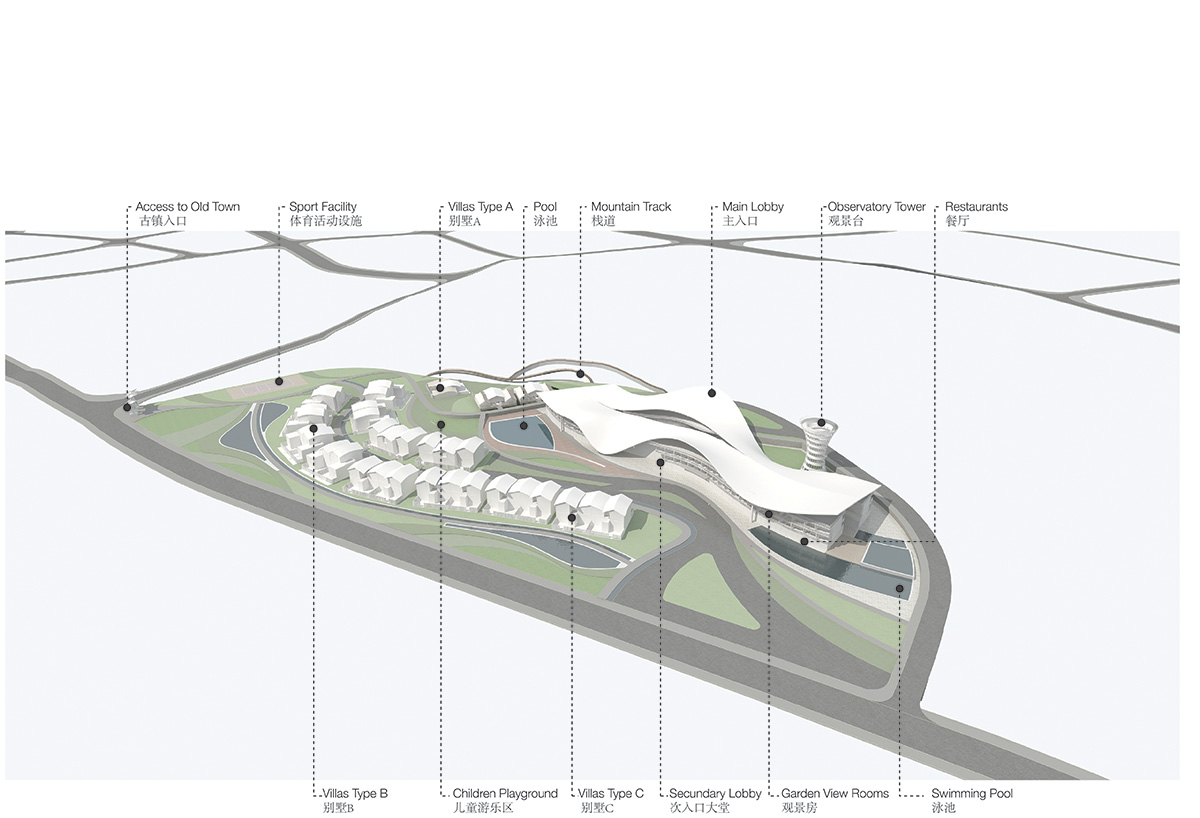 GroupGSA designs mountain-like town resort in Guilin, China
