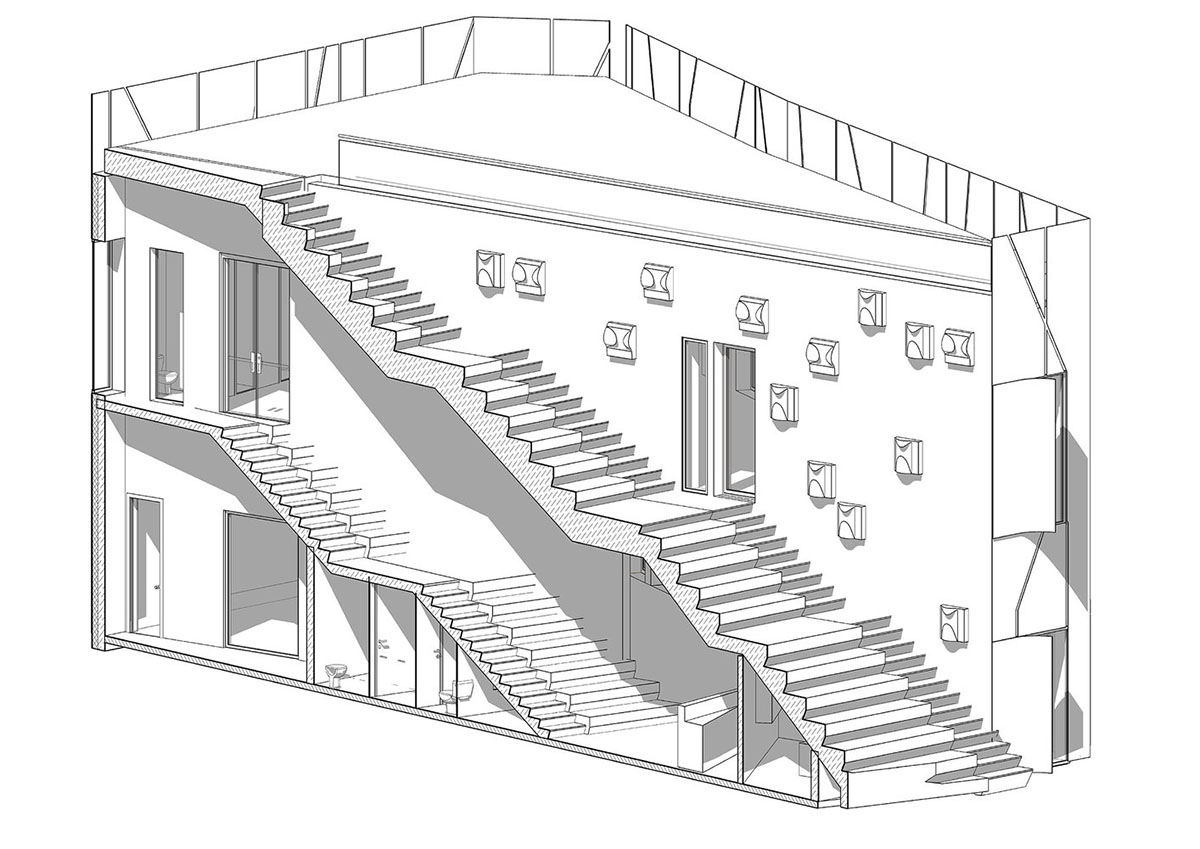 Maxim Calujac converts historical building into creative center with public stairways in Moldova