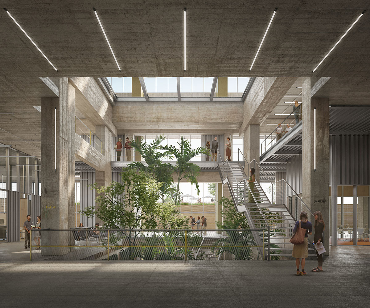 Three large industrial chimneys will characterize the new Catalunya Media City in Barcelona