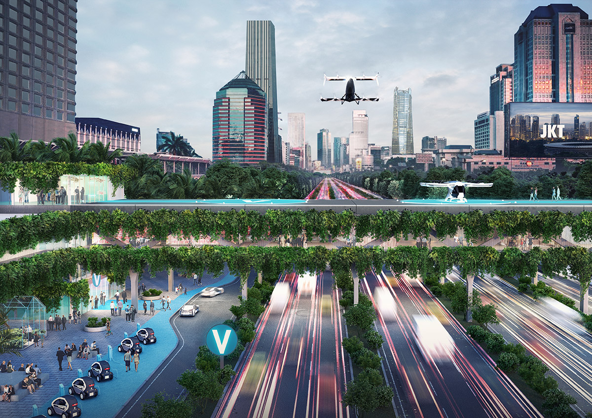 MVRDV and Airbus release research showing how to integrate air mobility into urban environments