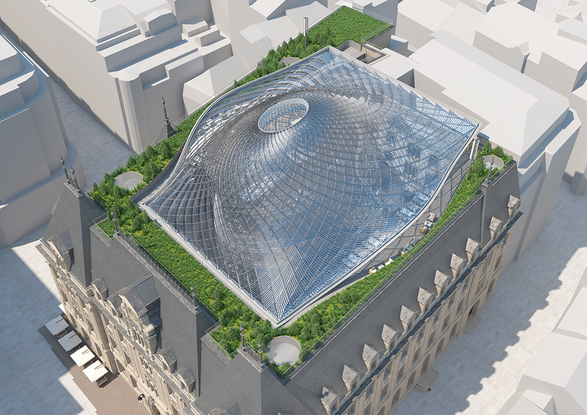 Vincent Callebaut Architectures to add crystallized dome to a historic stone hotel in Luxembourg