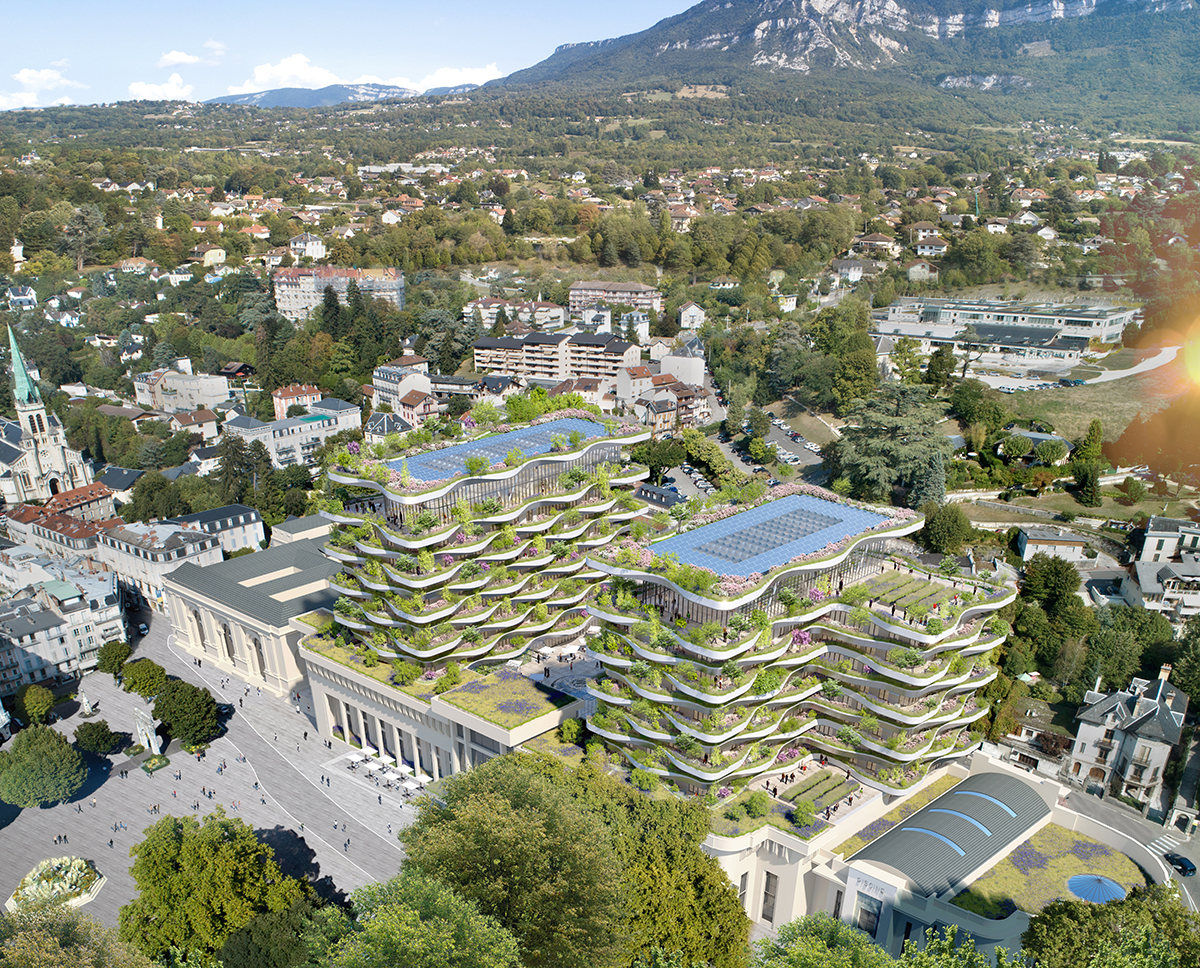 Vincent Callebaut to redesign ancient thermal baths of France with waveform green terraces