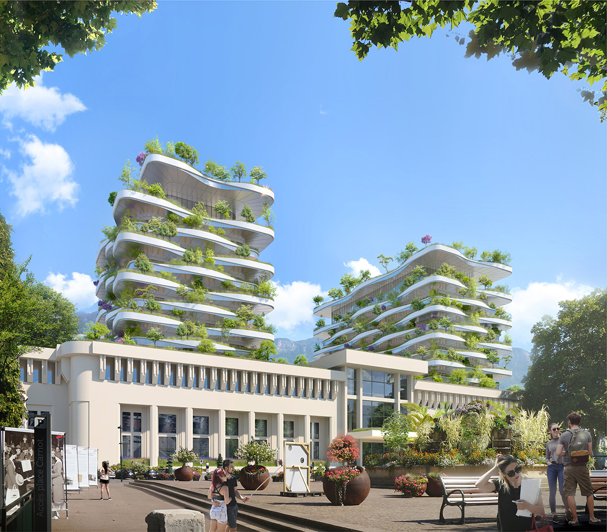 Vincent Callebaut to redesign ancient thermal baths of France with waveform green terraces