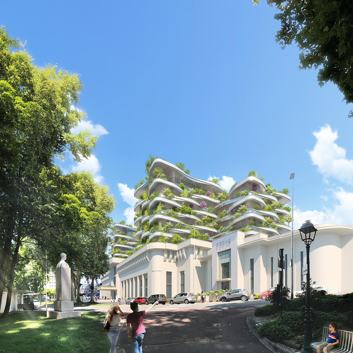 Vincent Callebaut to redesign ancient thermal baths of France with waveform green terraces