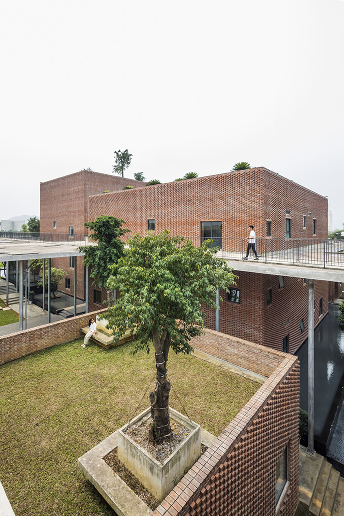 Multi-level circulation paths and gardens activate VTN Architects' Educational Center in Hanoi