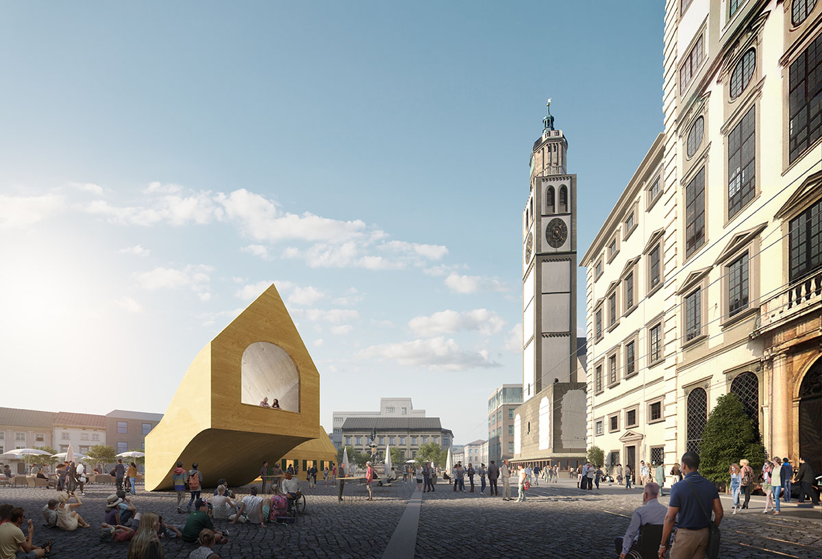 MVRDV designs 8.5-metre cantilevered curved pavilion for Fugger Foundations in Augsburg