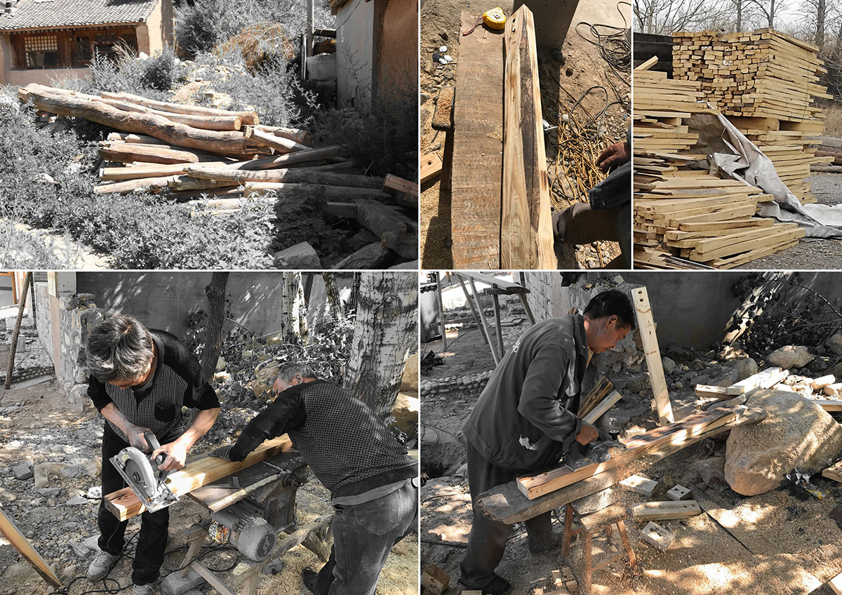 LUO studio Reused Wood Waste from Old Village Houses to Create a Pergola Structure in Hebei, China