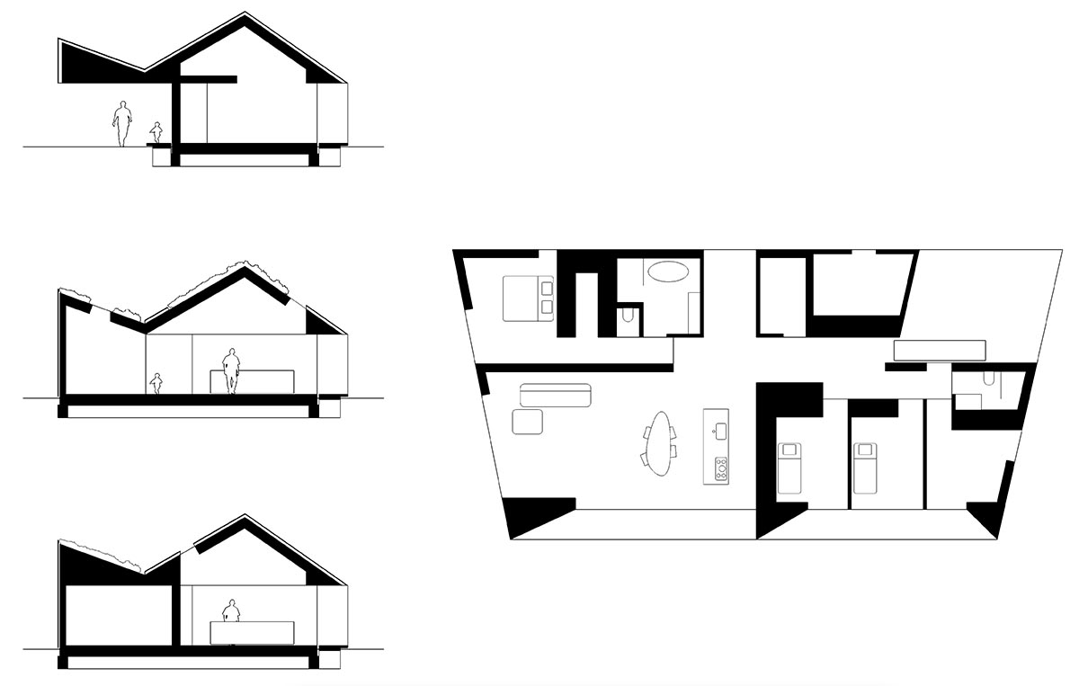 Francois Verhoeven Architects built wood-frame family house with sloped roof in the Netherlands