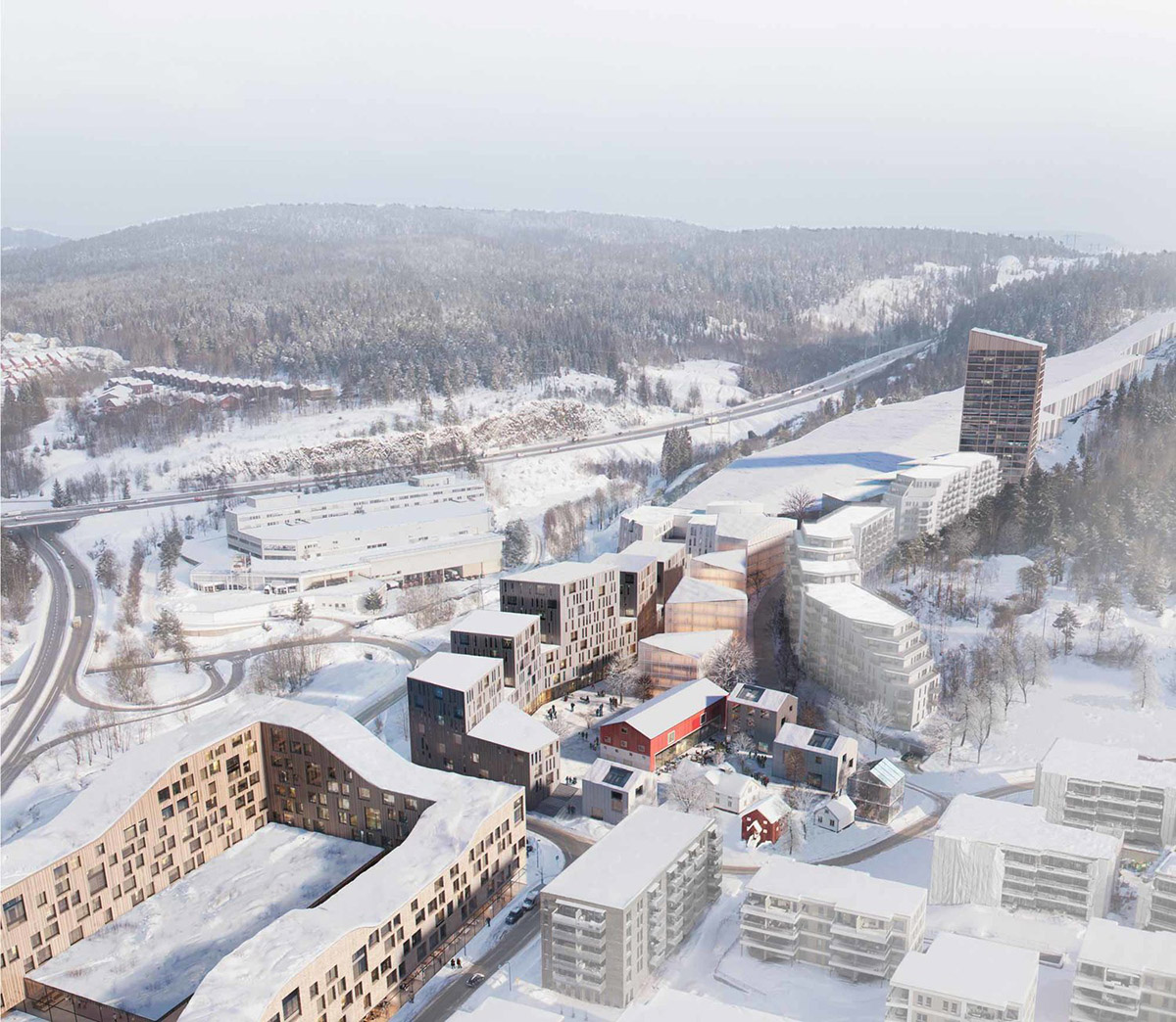 Construction begins on Reiulf Ramstad Architects' Winter Park masterplan in subarea of Lørenskog