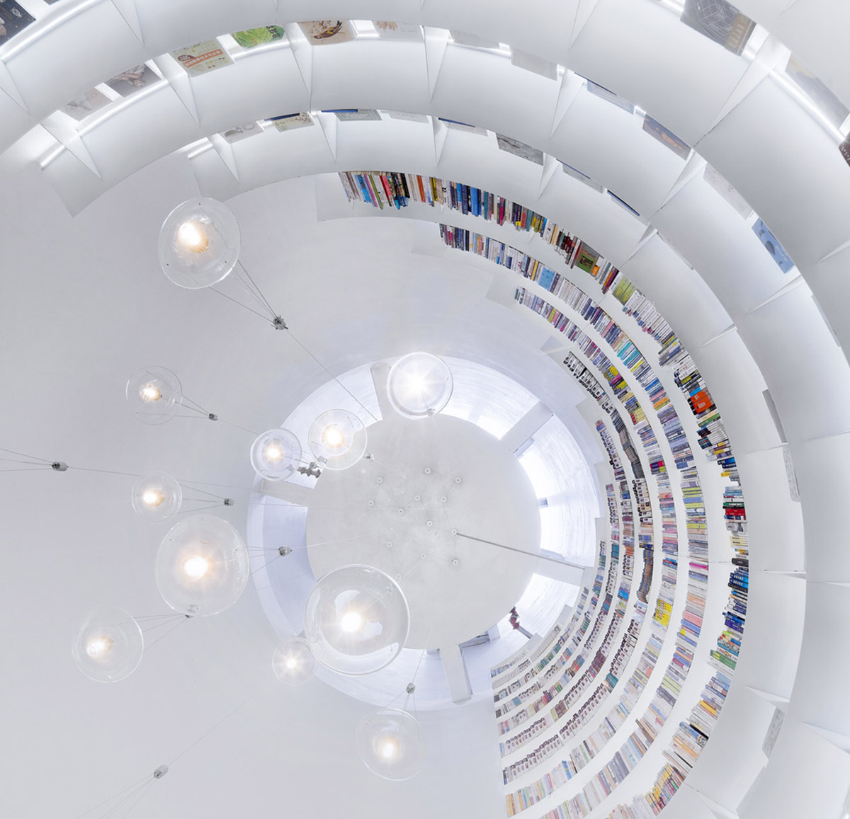 Ten towering cylindrical cement silos are converted to house immersive library of books in China
