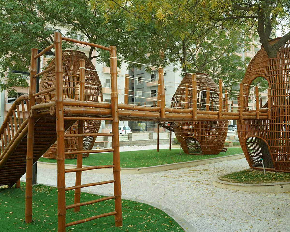Reconnect Children with Nature - The Bamboo Tree Pod Playscape by Archlore