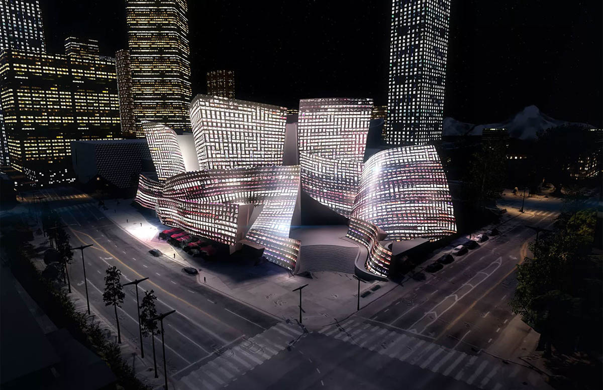 Frank Gehry's Walt Disney Concert Hall gets a psychedelic makeover by Refik Anadol