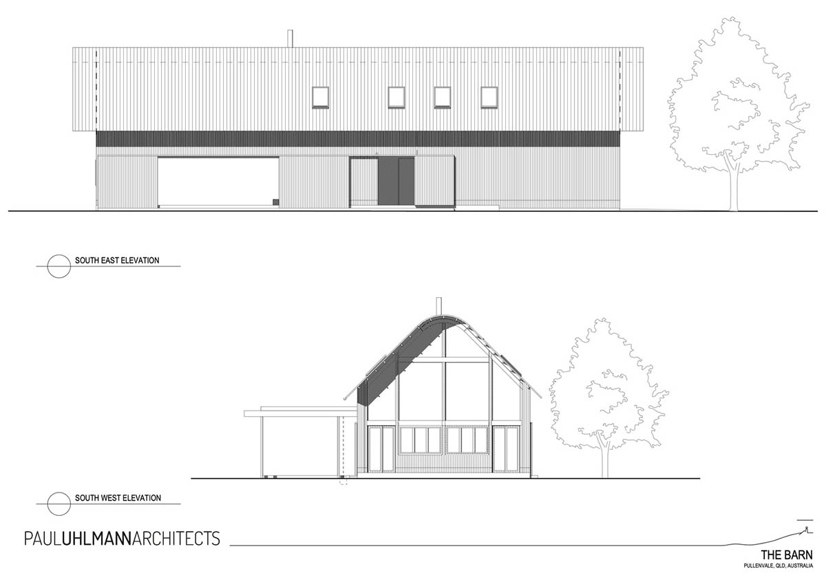 Paul Uhlmann Architects designs barn house featuring cathedral-like ceilings in Pullenvale