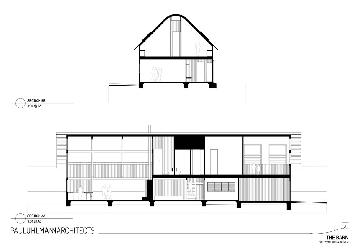 Paul Uhlmann Architects designs barn house featuring cathedral-like ceilings in Pullenvale