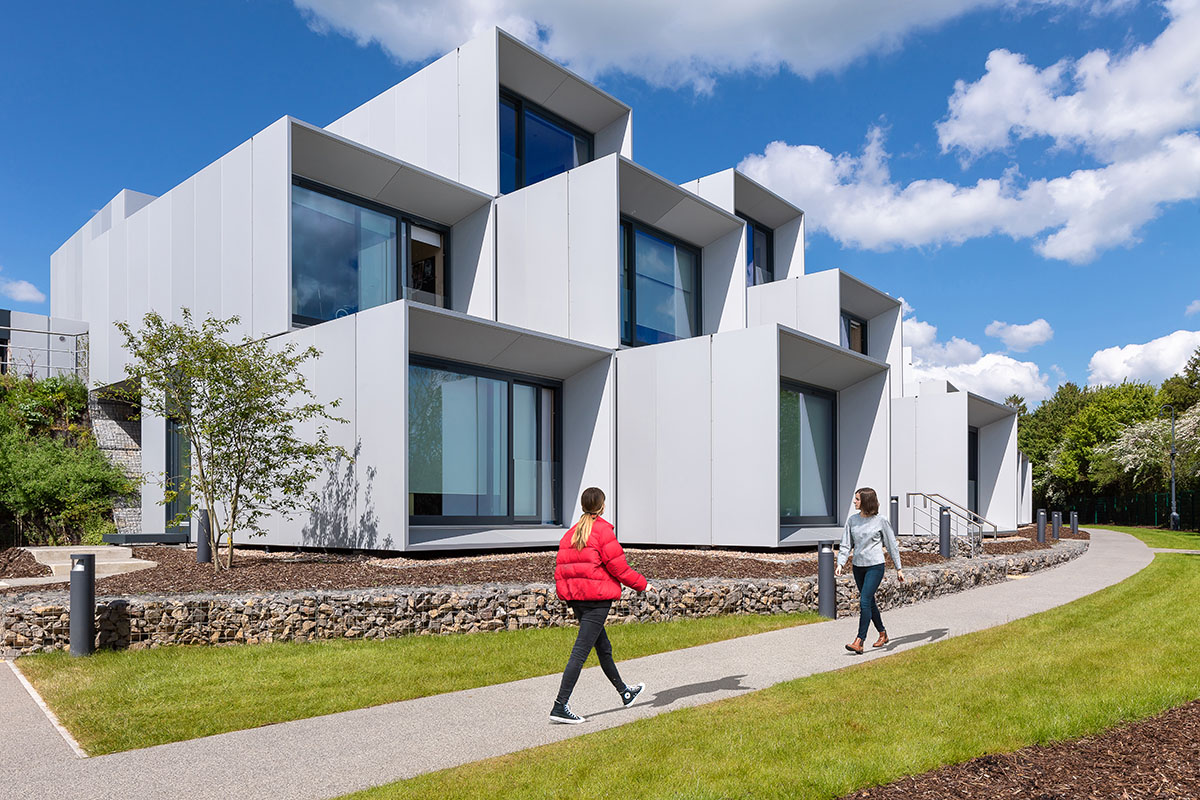 WilkinsonEyre completes new student village made of timber modular housing pods at Dyson Institute