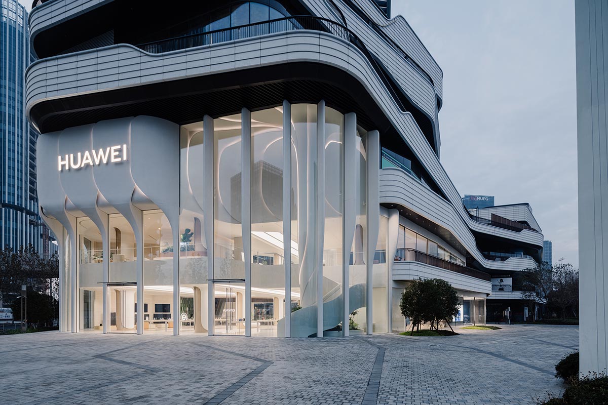 UNStudio creates monumental façade with petal-like columns for Huawei flagship store