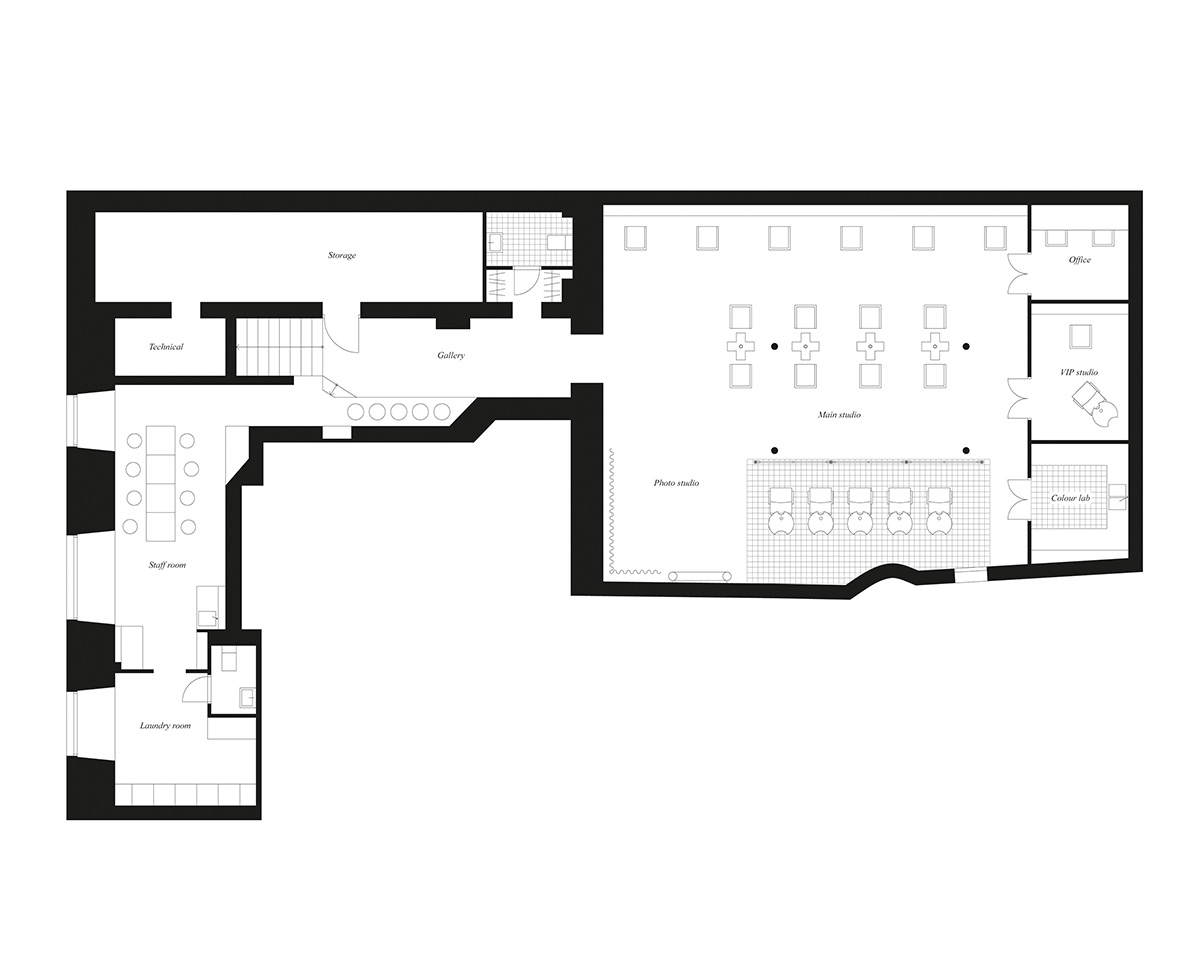 Westblom Krasse Arkitektkontor adds sculptural free-standing cutting stations to hair salon in Sweden