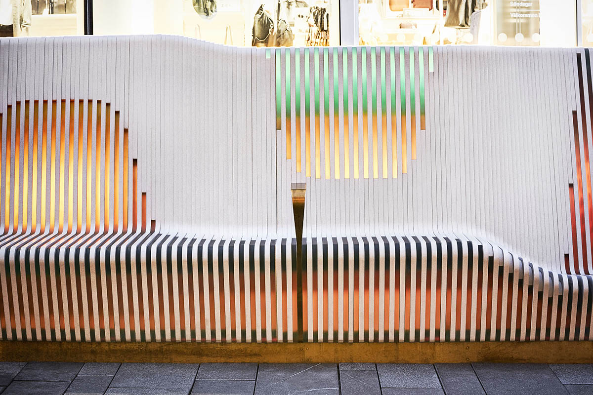 White Arkitekter designs 65-metre undulated public sofa in Uppsala, Sweden