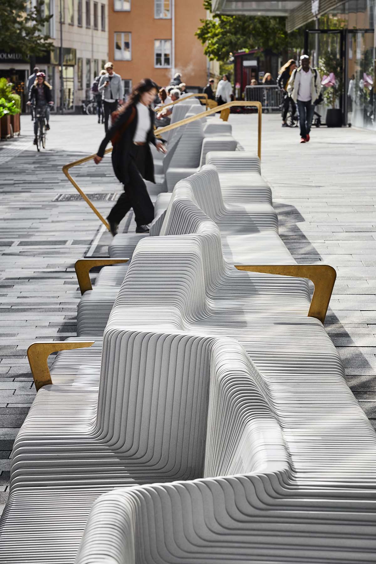 White Arkitekter designs 65-metre undulated public sofa in Uppsala, Sweden