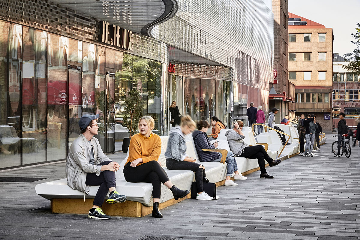 White Arkitekter designs 65-metre undulated public sofa in Uppsala, Sweden