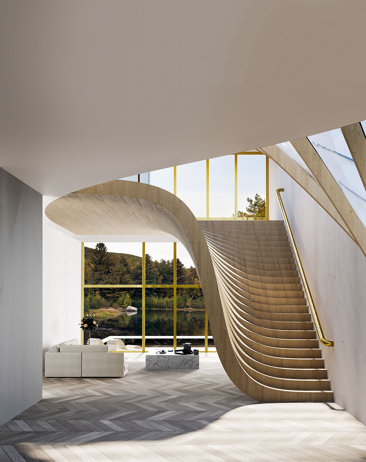 Wafai's curvaceous small family house is set to look at a lush forest on Swiss lake Türlersee