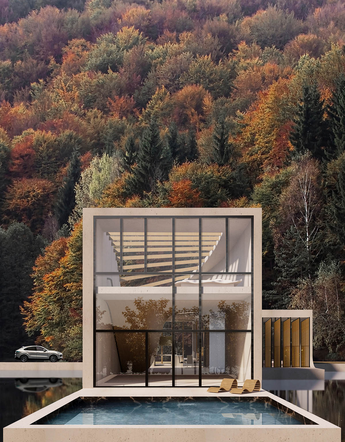 Wafai's curvaceous small family house is set to look at a lush forest on Swiss lake Türlersee