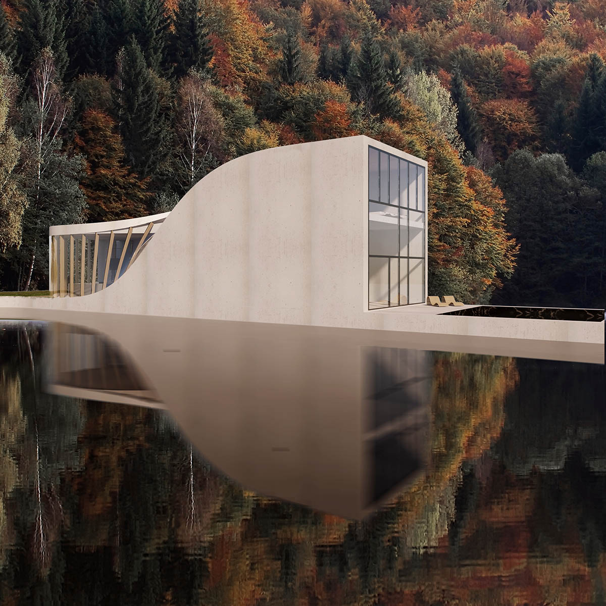 Wafai's curvaceous small family house is set to look at a lush forest on Swiss lake Türlersee