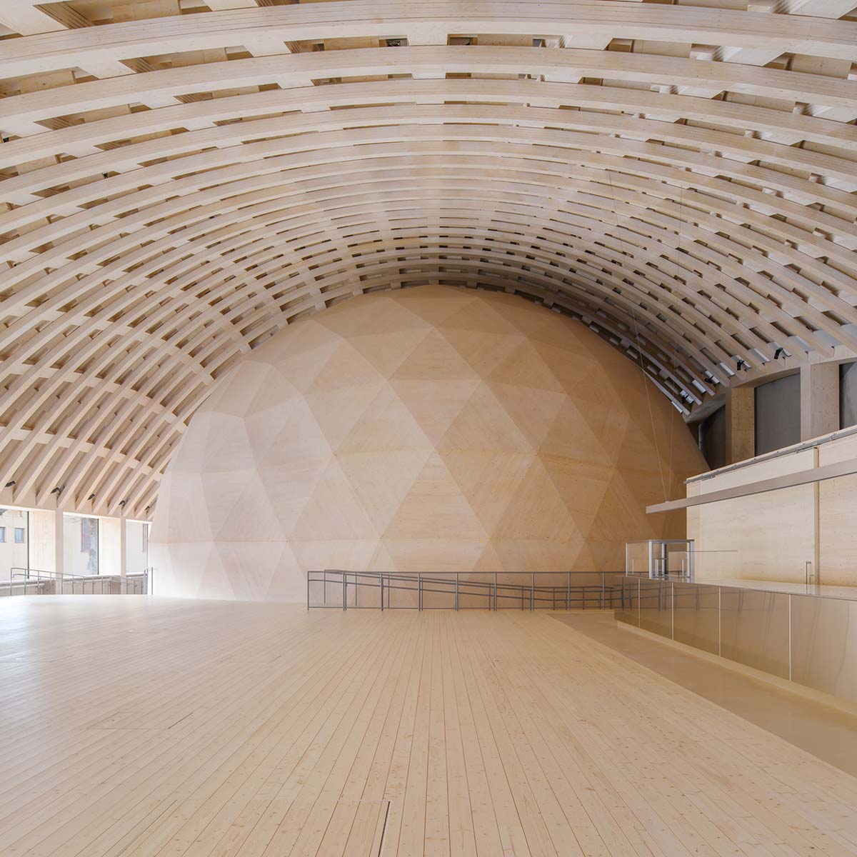 Elding Oscarson creates a spherical space with CLT dome as an extension of a museum in Stockholm