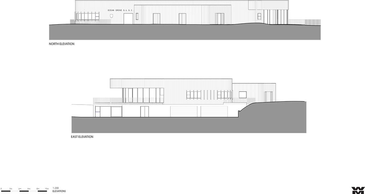 Wood Marsh completes surf club with timber rounded corners echoing ocean and eroded dunes