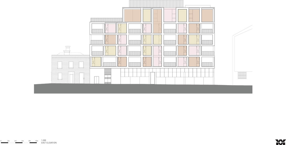 Piccolo House by Wood Marsh features coloured reflective glass elements in South Melbourne