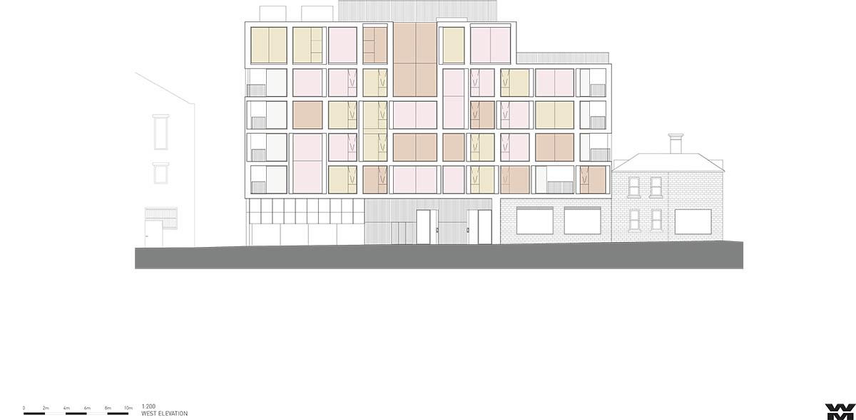 Piccolo House by Wood Marsh features coloured reflective glass elements in South Melbourne