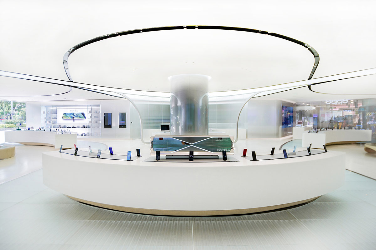UNStudio designs store with extruded metallic tubes for mobile phone brand OPPO in Guangzhou