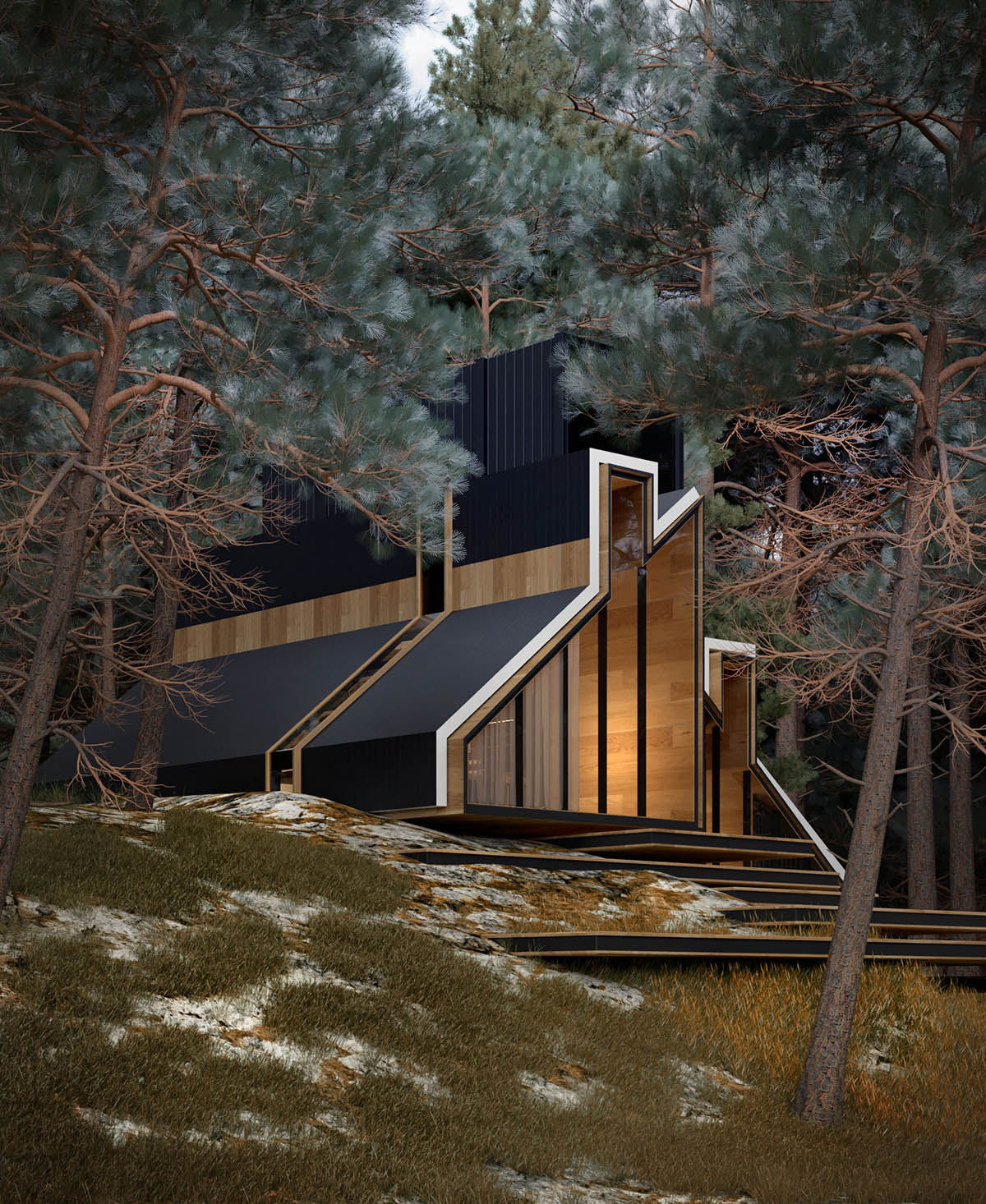 Alex Nerovnya designs vacation house to frame surrounding landscape with profiled facade