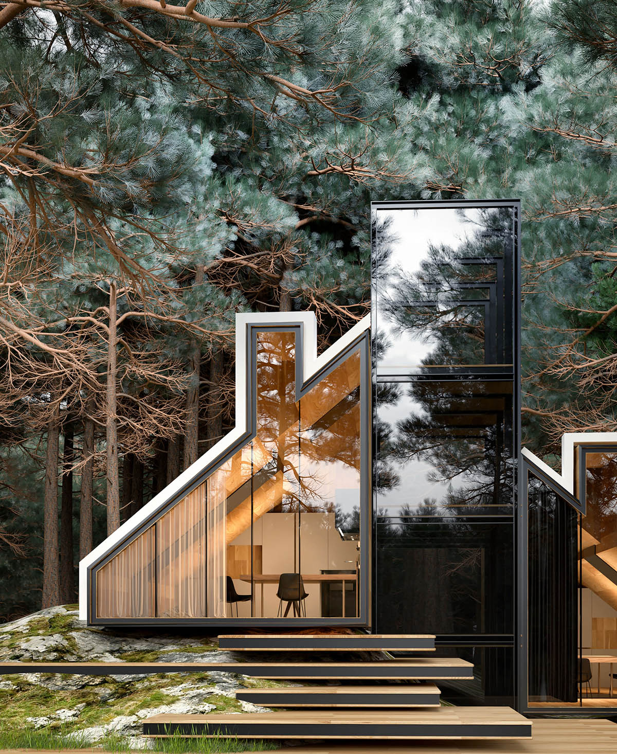 Alex Nerovnya designs vacation house to frame surrounding landscape with profiled facade