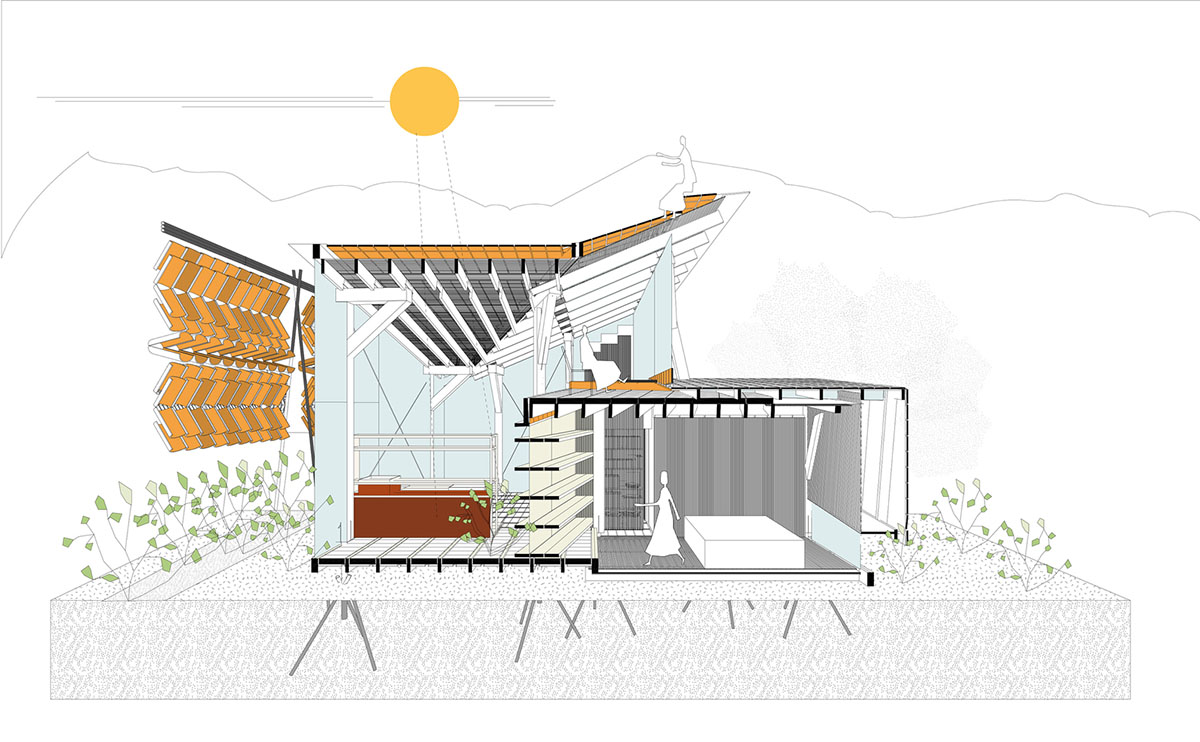 Daniel Moreno Flores creates welcoming screen with hanging tiles to mark this house in Ecuador