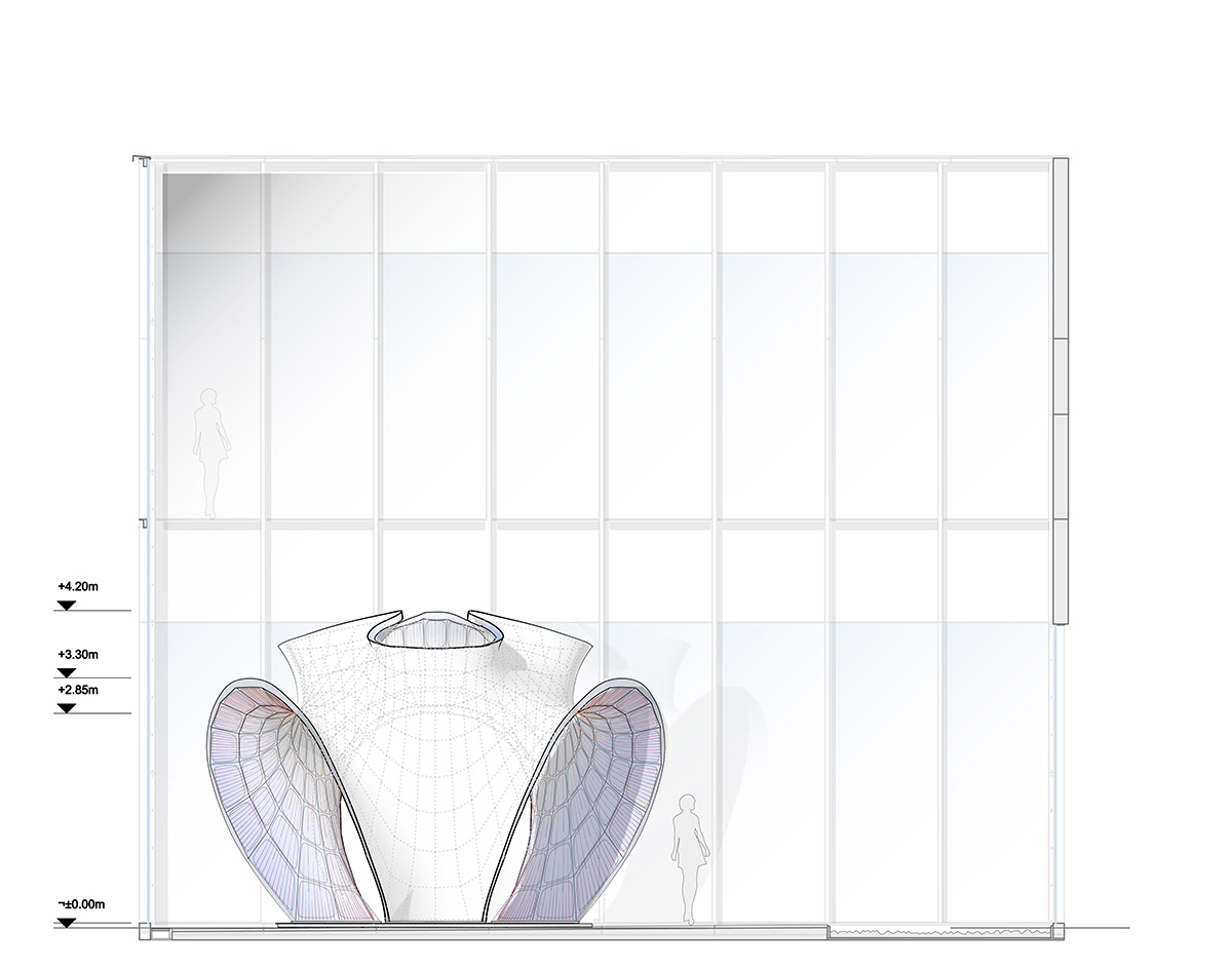 Zaha Hadid Architects designed a sinuous concrete shell for its first exhibition in Mexico