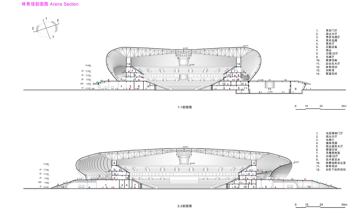 ZHA's Greater Bay Area Sports Centre, featuring distinctive layered roof, nears completion in China