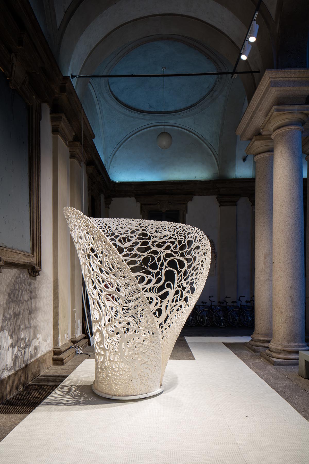 ZHA exhibits leafed structure for Milan Design Week derived from 6-axis robotic 3D technology