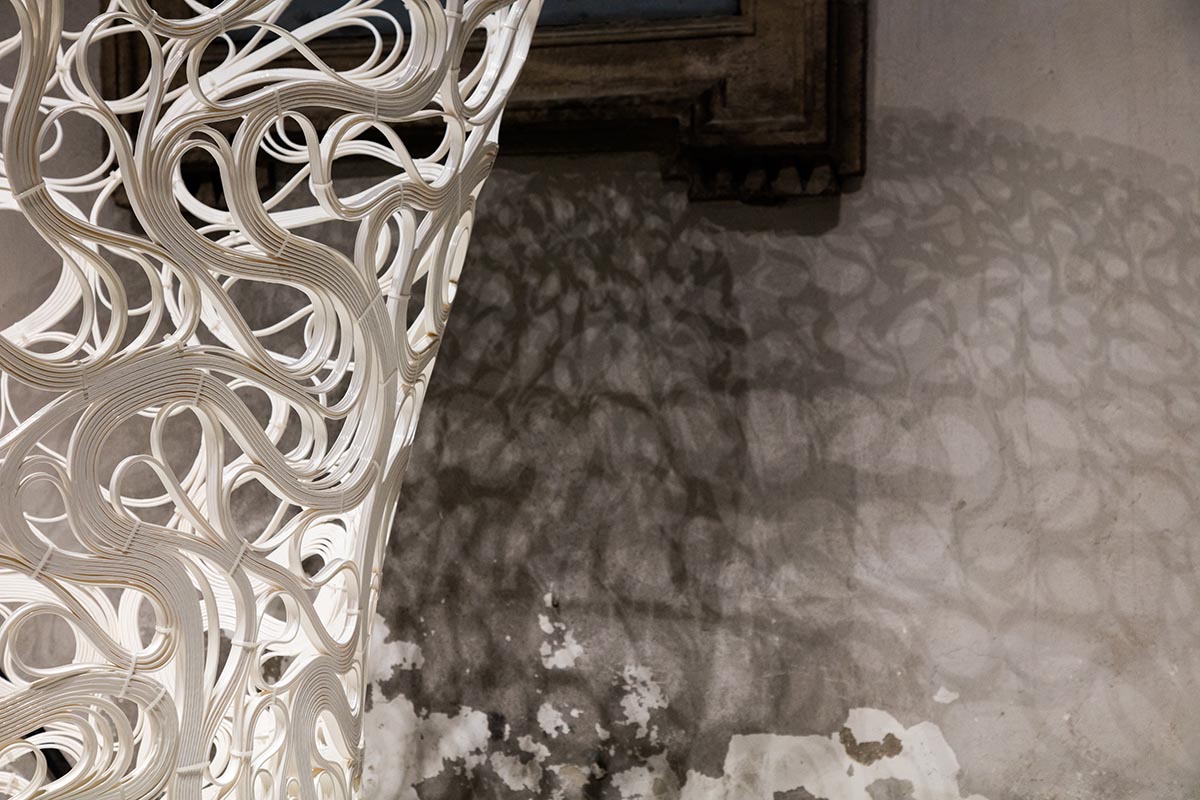 ZHA exhibits leafed structure for Milan Design Week derived from 6-axis robotic 3D technology