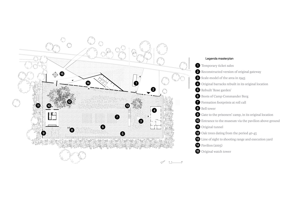 Inbo BV redesigns historic prisoner camp site with reflective pavilion and underground museum