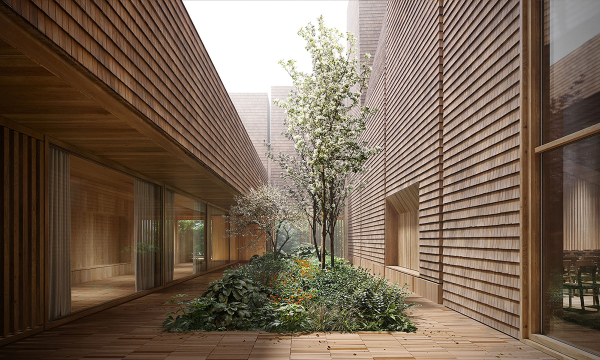 Henning Larsen to design wooden church that features tapered volumes in a forest of Copenhagen